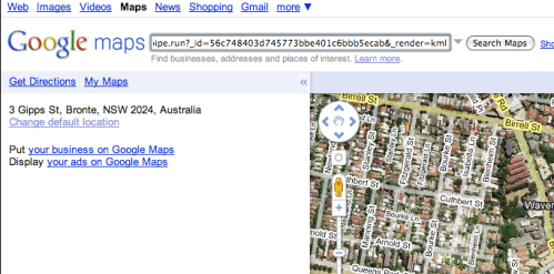 yahoo kml in google maps